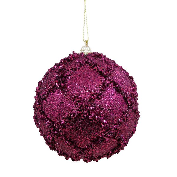 Bola Decor c/ Glitter Vinho 10cm c/ 3 unidades
