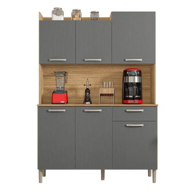 Conjunto Cozinha C/ Portas E Gavetas Verona Freijó / Gris