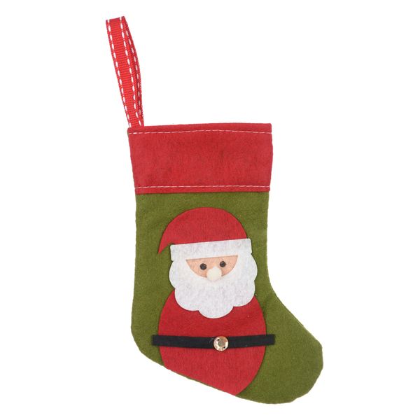 Meia Papai Noel Natal Vermelho com Verde 14cm D&A