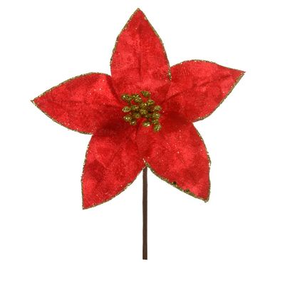 Bico Papagaio Aveludado Vermelho com Glitter Dourado 23cm D&A