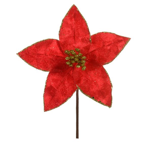 Bico Papagaio Aveludado Vermelho com Glitter Dourado 23cm D&A