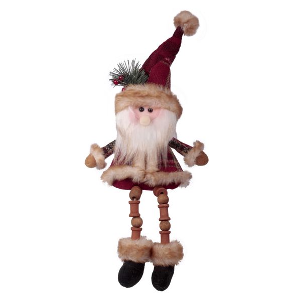 Enfeite Natal de Pendurar Papai Noel Vermelho Xadrez 36X16cm D&A