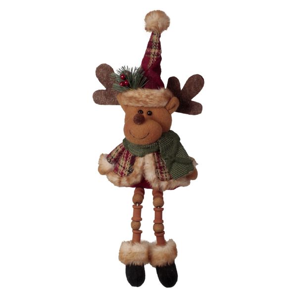 ENFEITE NATAL RENA PENDURAR (VERMELHO XADREZ) 36X16cm