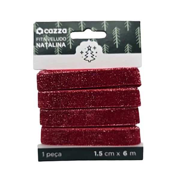Fita Aveludada Cv244718 Natal Vm 1,5cmx6m Cazza