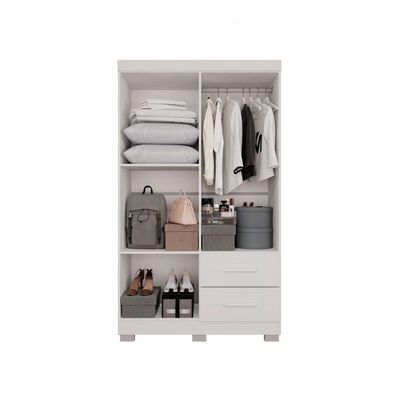 Guarda-roupa Solteiro 4 Portas 2 Gavetas Estrela Premium Salleto Branco