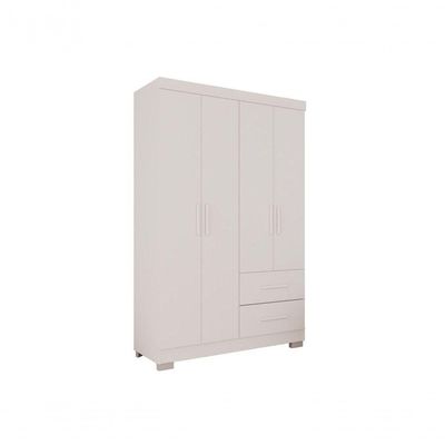 Guarda-roupa Solteiro 4 Portas 2 Gavetas Estrela Premium Salleto Branco