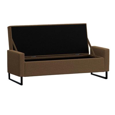 Recamier Bau Paris Base De Metal 1,20m Suede Marrom - Inova Decorações
