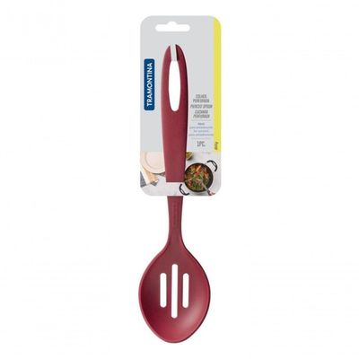 Colher Para Servir Perfurada Tramontina Ability 29,5cm Vermelha