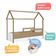 Cama Infantil Montessoriana Casinha Solteiro Gavetas com Roda Aveiro com Branco