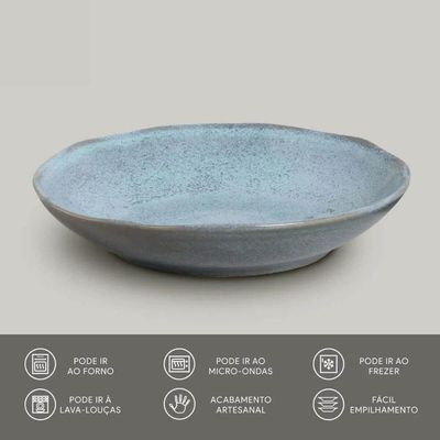 Conjunto 6 Pratos Fundos Cerâmica 22,5cm Azul Bio Brezze 830