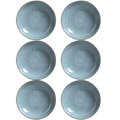Conjunto 6 Pratos Fundos Cerâmica 22,5cm Azul Bio Brezze 830