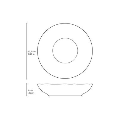 Jogo 4 Pratos Fundo Cerâmica 22,5cm Azul Bio Brezze 830ml Porto Brasil Stoneware