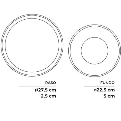 Conjunto Prato Raso 27cm e Fundo 830ml Cerâmica Azul Bio Bre