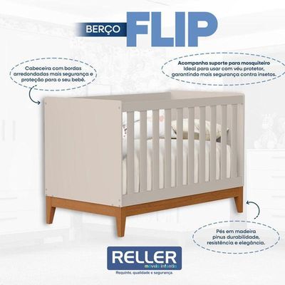 Berço Americano Flip Areia Acetinado - Reller