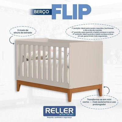 Berço Americano Flip Areia Acetinado - Reller