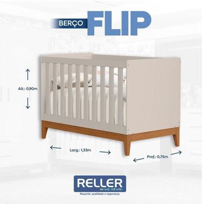 Berço Americano Flip Areia Acetinado - Reller
