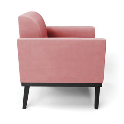 Poltrona Base de Madeira Fixa Preto Marisa Suede Rosê  D03 - D'Rossi