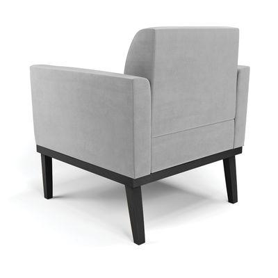 Poltrona Base de Madeira Fixa Preto Marisa Suede Cinza