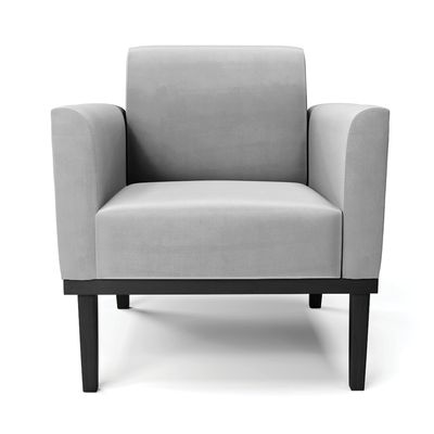 Poltrona Base de Madeira Fixa Preto Marisa Suede Cinza
