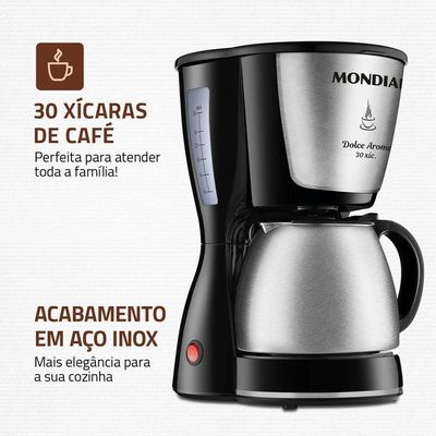 Cafeteira Elétrica Mondial C-37JI-30X 800W Preto Inox 110V