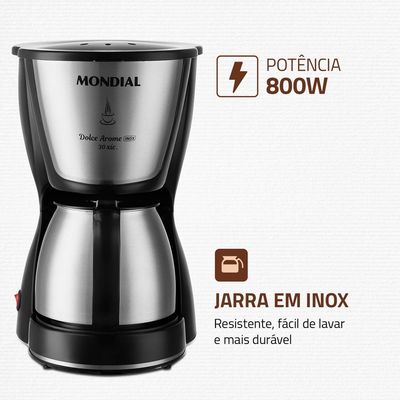 Cafeteira Elétrica Mondial C-37JI-30X 800W Preto Inox 110V