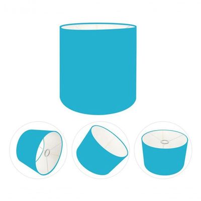 Cúpula Abajur E Luminária Cilíndrica Vivare Cp-7005 ø18x18cm - Bocal Nacional Azul-turquesa