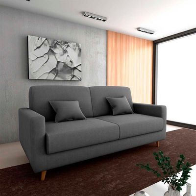 Sofá Cama Premium 3 Lugares 1,90 Larg Emilia Matrix Suede Cinza