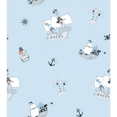 Papel de Parede Treboli Azul Piratas 5833 - Rolo: 10m x 0,53m