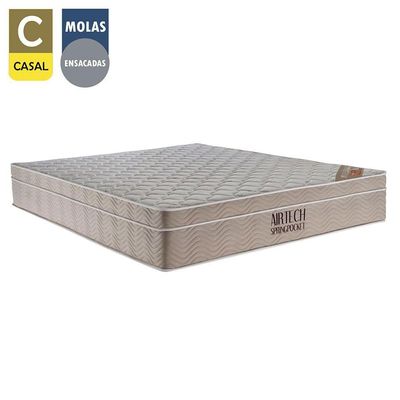 Cama Box Casal Suede Bipartido + Colchão Ortobom Airtech Molas Ensacadas 65x138x188 Marrom
