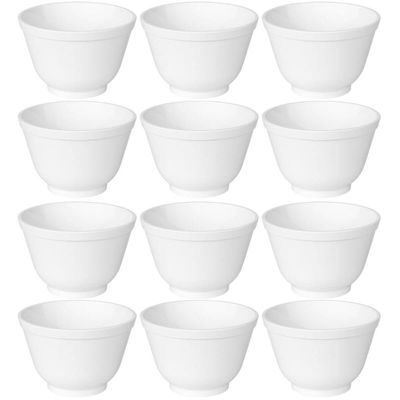 Kit 12 Tigelas Bowl 450ml Plástico Branco Cumbucas Porções Açaí Coza Uno Bares Restaurantes