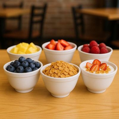 Conjunto 6 Cumbucas de Plástico 450ml Tigela Bowl Branco Coza Uno Multiuso Porções Cozinha