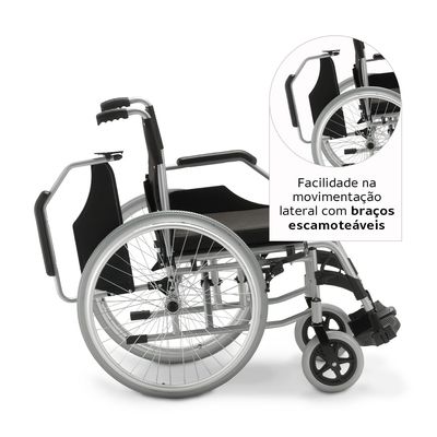 Cadeira de Rodas em Alumínio Dobrável até 120 Kg Assento 46 cm D600 Dellamed Preto