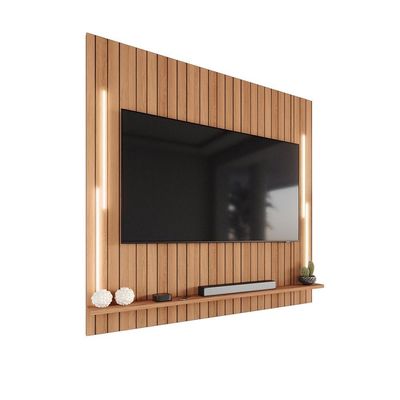 Painel Efeito Ripado 3d Com Led Para Até 70 Polegadas Sevilla 183cm Jequitibá