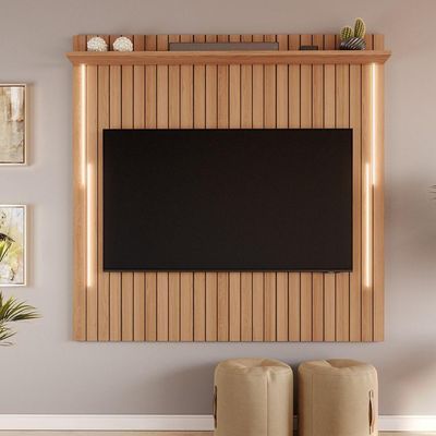 Painel Efeito Ripado 3d Com Led Para Até 70 Polegadas Sevilla 183cm Jequitibá