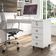 Conjunto De Escritório Office Escrivaninha Com Rodizios Multiuso Branco