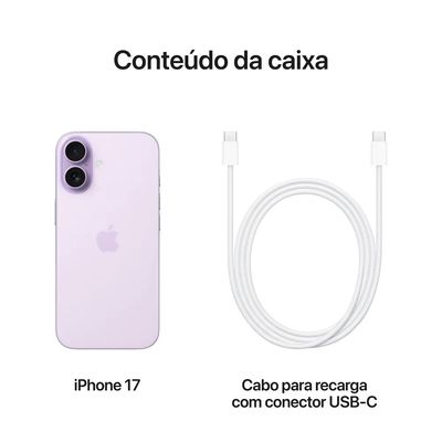iPhone 17 Apple (256GB) Lavanda, Tela de 6,3", 5G e Câmera de 48MP
