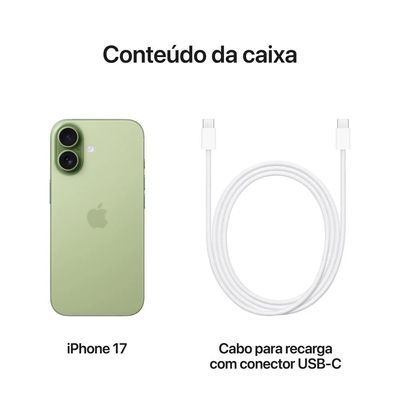 iPhone 17 Apple (256GB) Sálvia, Tela de 6,3", 5G e Câmera de 48MP