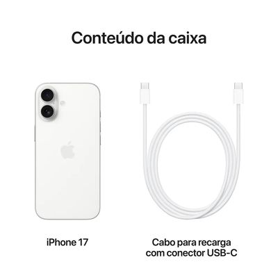 iPhone 17 Apple (256GB) Branco, Tela de 6,3", 5G e Câmera de 48MP