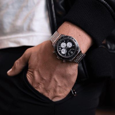 Relógio Masculino London Steel Silver Black 43mm