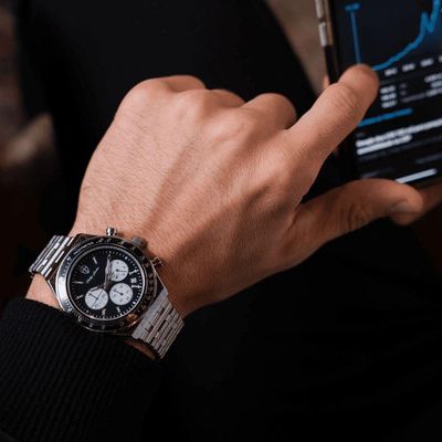 Relógio Masculino London Steel Silver Black 43mm