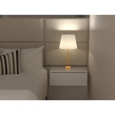 Mesa De Cabeceira 30cm Branco Off White Com Gaveta E Sem Pés