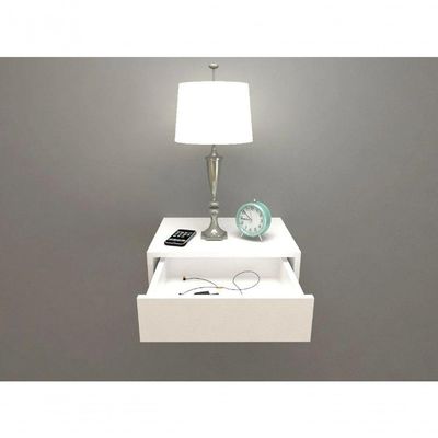 Mesa De Cabeceira 30cm Branco Off White Com Gaveta E Sem Pés