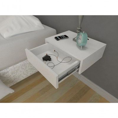 Mesa De Cabeceira 30cm Branco Off White Com Gaveta E Sem Pés