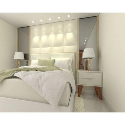 Mesa De Cabeceira 40cm Branco Off White Com Gaveta E Pés