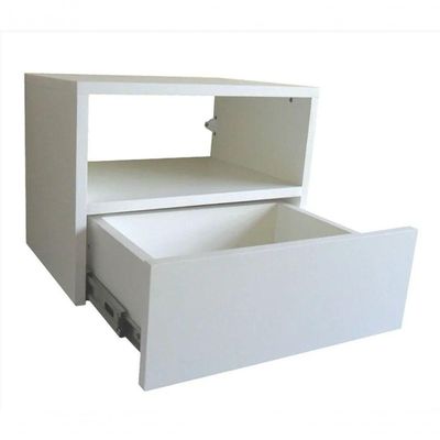 Mesa De Cabeceira 30cm Branco Off White Com Gaveta E Nicho