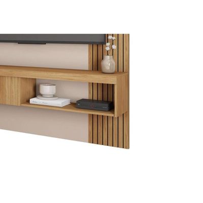 Painel Quarto P- Tv Até 65 Pol Jade Ripada 150x183cm Freijo-off White - Caemmun