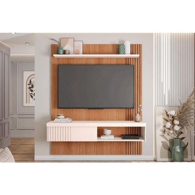 Painel Quarto P- Tv Até 65 Pol Jade Ripada 150x183cm Freijo-off White - Caemmun
