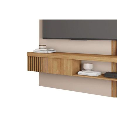 Painel Quarto P- Tv Até 65 Pol Jade Ripada 150x183cm Freijo-off White - Caemmun