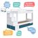 Cama Treliche Infantil Bicama Menino Menina 2,32m Com Escada, Nichos E Gavetas Branco Com Azul