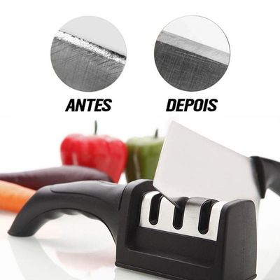 Amolador Afiador Facas Diamantado Suporte 3 Niveis De Afiar